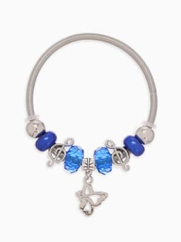 Браслет с шармами «Марджери. Бабочка», d=6.5 см, синий в серебре