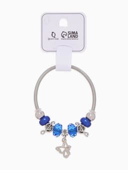 Браслет с шармами «Марджери. Бабочка», d=6.5 см, синий в серебре