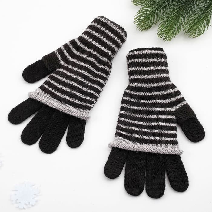 Перчатки женские, чёрные, размер 18