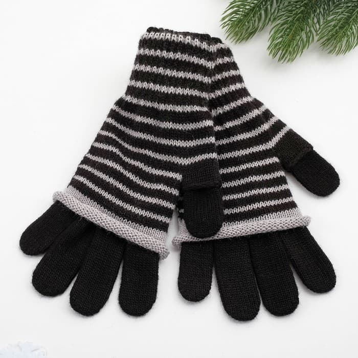 Перчатки женские, чёрные, размер 18