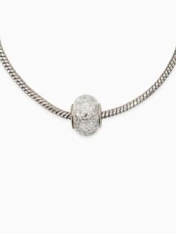 Шарм бусина «Сахарный кварц», белая в серебре