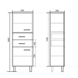 Шкаф - пенал для ванной комнаты 300, 300×292×1900 мм, цвет белый