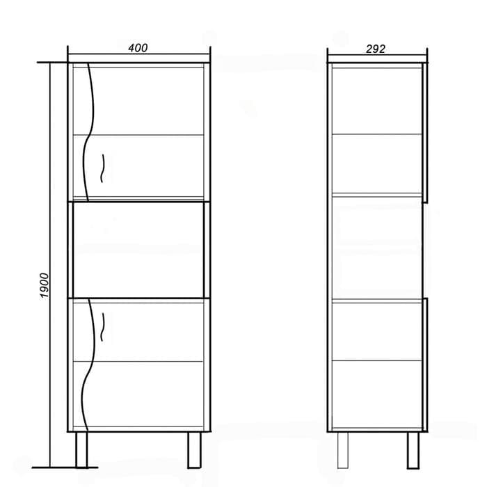 Пенал для ванной комнаты «Лилия 400», 400×292×1900 мм, цвет белый