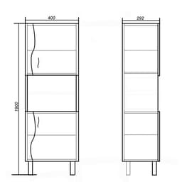 Пенал для ванной комнаты «Лилия 400», 400×292×1900 мм, цвет белый