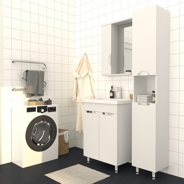 Пенал для ванной комнаты «Модерн 300», с корзиной для белья, 300×292×1900 мм, цвет белый
