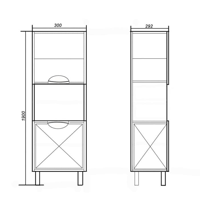 Пенал для ванной комнаты «Модерн 300», с корзиной для белья, 300×292×1900 мм, цвет белый