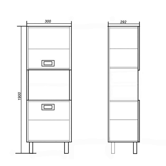 Пенал для ванной комнаты «Ника 300», 300×292×1900 мм, цвет белый