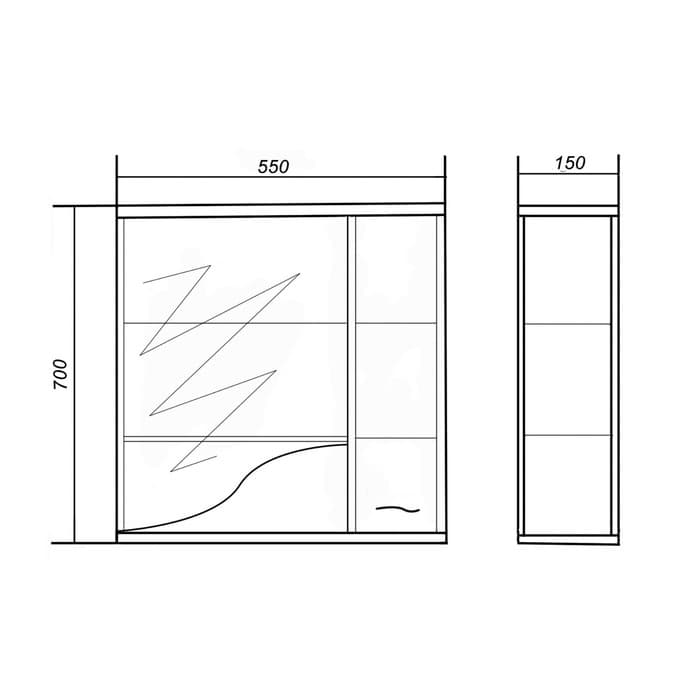 Зеркало – шкаф для ванной комнаты «Азалия 55», 550×150×700 мм, цвет белый