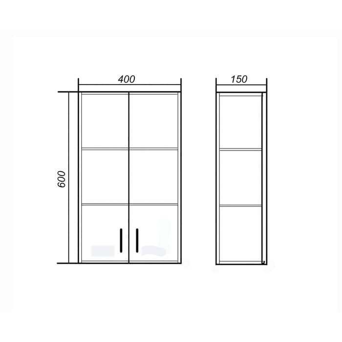 Шкаф навесной для ванной комнаты «Гармония», 400×150×600 мм, цвет белый