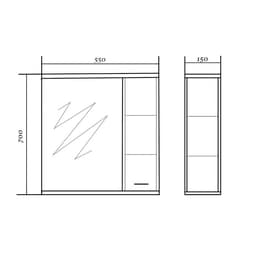 Зеркало – шкаф «Гармония», правый, 550×150×700 мм, цвет белый