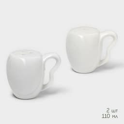 Набор для специй BellaTenero «Баночки», солонка 110 мл, перечница 110 мл, на бамбуковой подставке-держателе, фарфор, белый