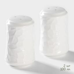 Набор для специй на бамбуковой подставке BellaTenero, 3 предмета: солонка 100 мл, перечница 100 мл, салфетница, фарфор, белый