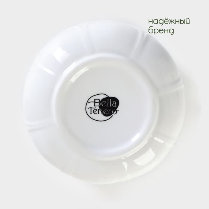 Сахарница с ложкой на бамбуковой подставке BellaTenero, 350 мл, фарфор, белая