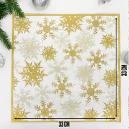 Салфетки новогодние бумажные «Снежинки», набор 20 шт., золотой