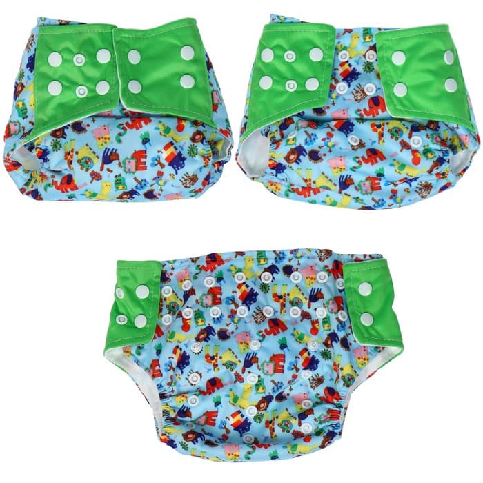 Многоразовый подгузник с 3-х слойным вкладышем «Зверушки», 3-15 кг, Крошка Я