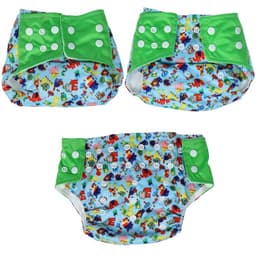 Многоразовый подгузник с 3-х слойным вкладышем «Зверушки», 3-15 кг, Крошка Я