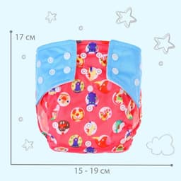 Многоразовый подгузник Крошка Я «Веселые зверята», 3-15 кг, красный