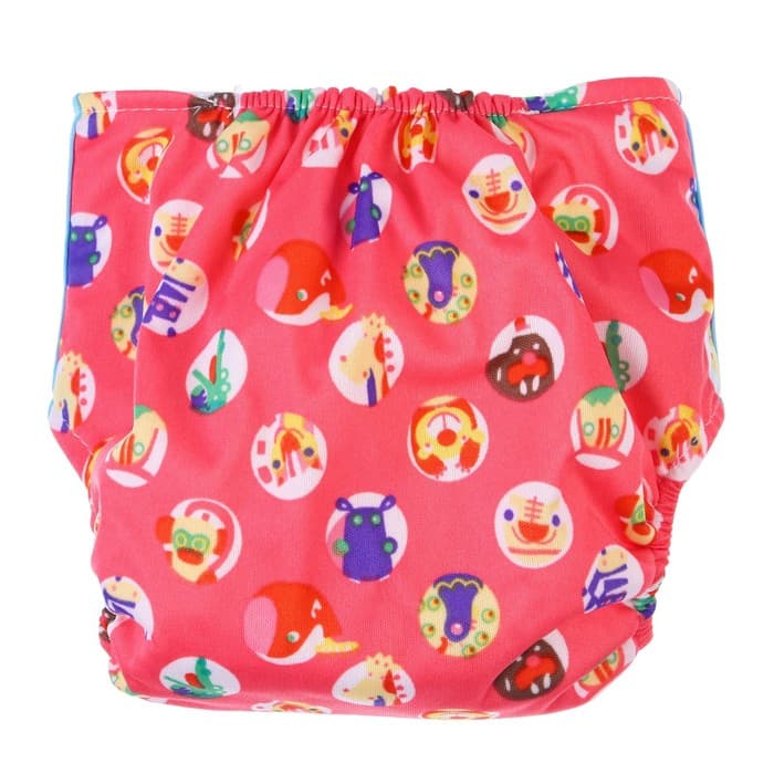 Многоразовый подгузник Крошка Я «Веселые зверята», 3-15 кг, красный