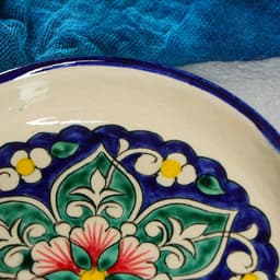 Маслёнка узбекская Риштанская Керамика «Цветы», d=17 см, синяя