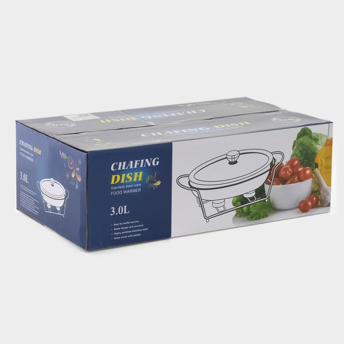 Мармит, 3 л, 44×25×17 см, с крышкой, на подставке, жаропрочное стекло