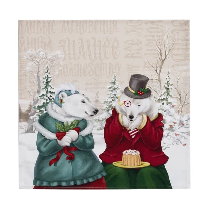 Кухонный набор новогодний «Этель» Winter holidays: скатерть 220×150 см ±3 см с ГМВО, салфетка 40×40 см-12 шт., 100% хлопок