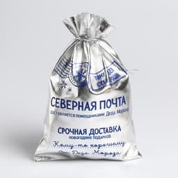 Мешочек подарочный новогодний парча «Северная почта», 16×24 см ± 1.5 см