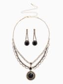 Набор 2 предмета: серьги, колье «Феникс» круг, цвет бело-чёрный в золоте, 35 см