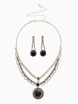 Набор 2 предмета: серьги, колье «Феникс» круг, цвет бело-чёрный в золоте, 35 см