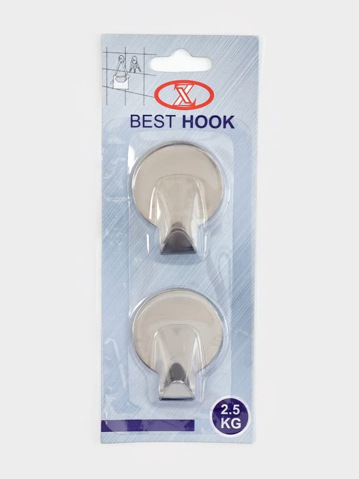 Крючки самоклеящиеся SAVANNA «Круг», 2 шт., металл, 3.7×3.5×1.5 см, хромированные