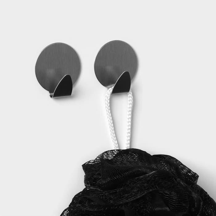 Крючки самоклеящиеся SAVANNA «Круг», 2 шт., металл, 3.7×3.5×1.5 см, хромированные