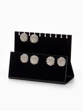 Подставка под серёжки на 10 пар, 2 ряда, 15.5×6.5×11 см, 5, 2 мм, чёрная