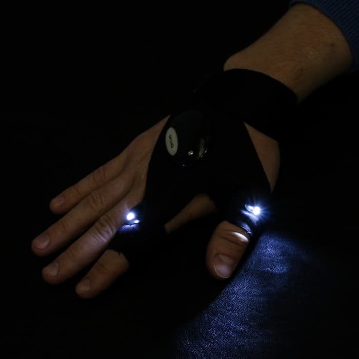 Перчатка для ремонта с двумя светодиодами, черный