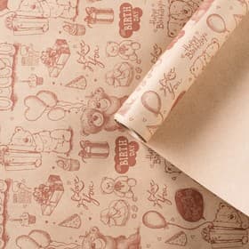 Бумага упаковочная крафт «Мишки», 0.72×10 м, 70 г/м²