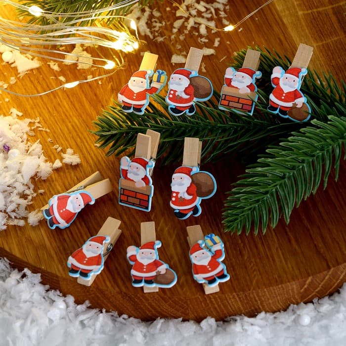 Прищепки декоративные новогодние «Дед Мороз», набор 10 шт.