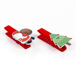 Прищепки декоративные новогодние «Дед Мороз и ёлки», набор 10 шт.