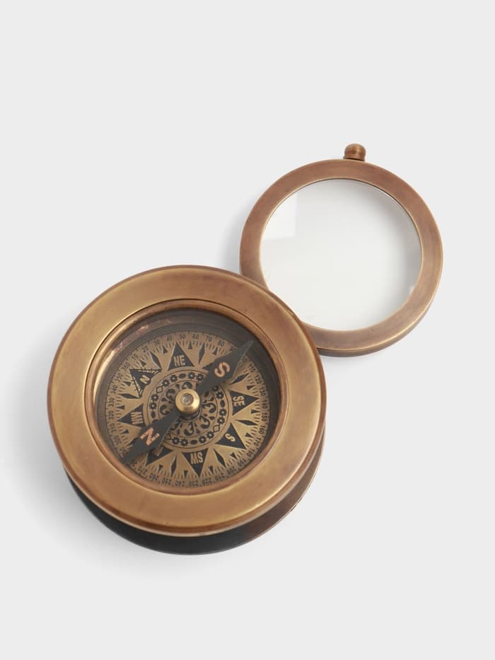 Компас «Компас и лупа», 7×7×2.5 см, латунь