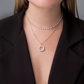 Кулон на цепочке с жемчугом «Цепь», олимпия, круг, белый в золоте, 40 см