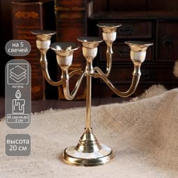 Подсвечник «Джираль», на 5 свечей, 20×20×20 ± 1 см, латунь, перламутр