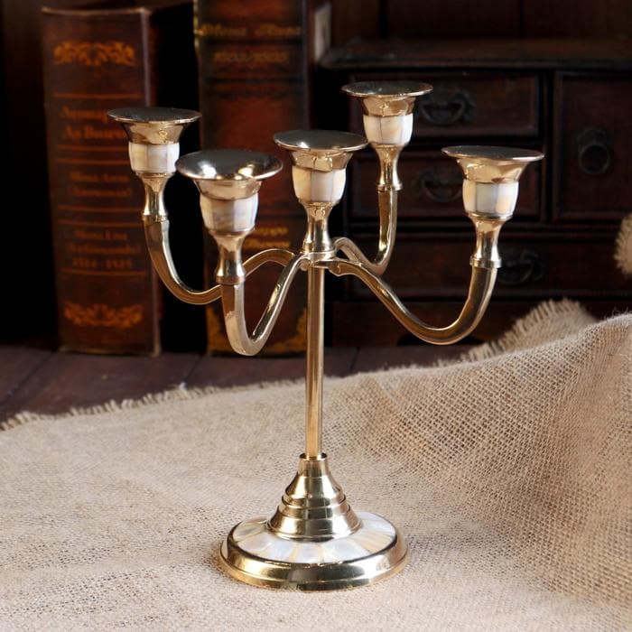 Подсвечник «Джираль», на 5 свечей, 20×20×20 ± 1 см, латунь, перламутр