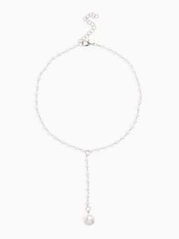 Колье с жемчугом «Олимпия», белое в серебре, 32 см