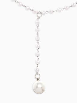 Колье с жемчугом «Олимпия», белое в серебре, 32 см
