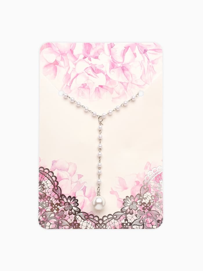 Колье с жемчугом «Олимпия», белое в серебре, 32 см