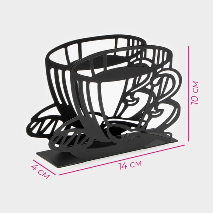 Салфетница Доляна «Кофе», 14×4×10 см, чёрная