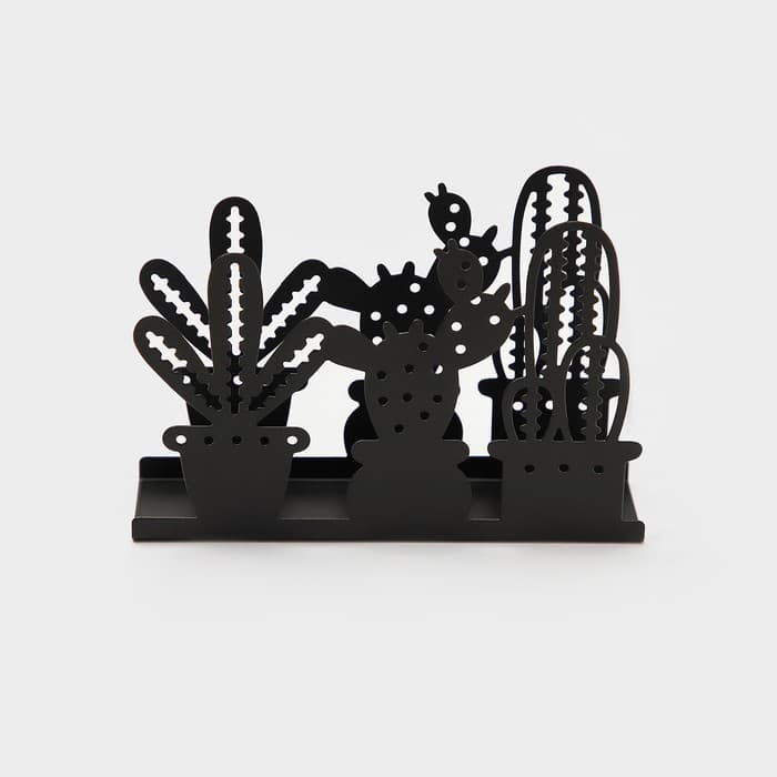 Салфетница Доляна «Кактусы», 15×4×10 см, чёрная