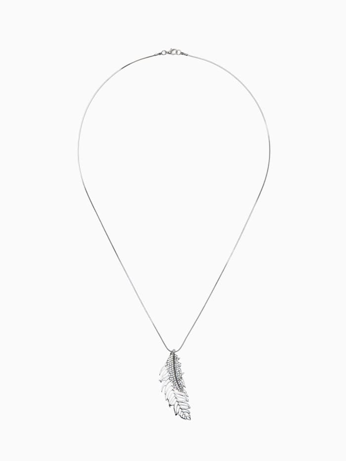 Кулон на цепочке «Перо», ангела, белый в серебре, 72 см