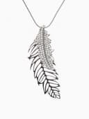 Кулон на цепочке «Перо», ангела, белый в серебре, 72 см