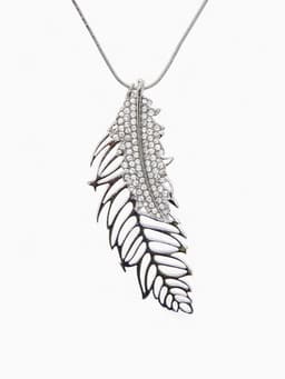 Кулон на цепочке «Перо», ангела, белый в серебре, 72 см