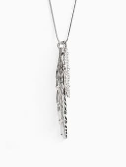 Кулон на цепочке «Перо», ангела, белый в серебре, 72 см