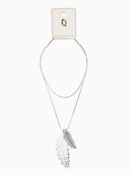 Кулон на цепочке «Перо», ангела, белый в серебре, 72 см