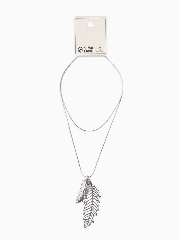 Кулон на цепочке «Перо», ангела, белый в серебре, 72 см